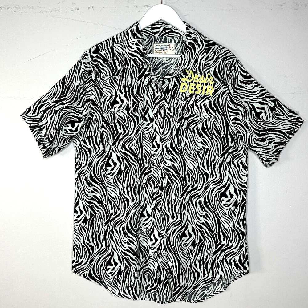 Sandrine Rose Desir Zebra Print S/S Pearl Snap Shirt Women Medium NWT Oversized